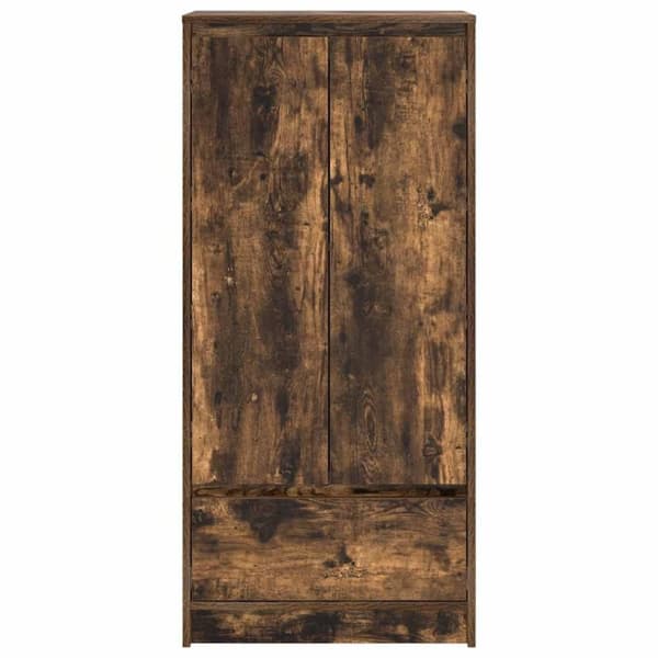 vidaXL skab med skuffe 55,5x34x119,5 cm konstrueret træ røget-eg