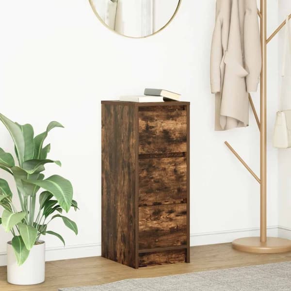 vidaXL skænk 29,5x34x76 cm konstrueret træ røget egetræsfarve