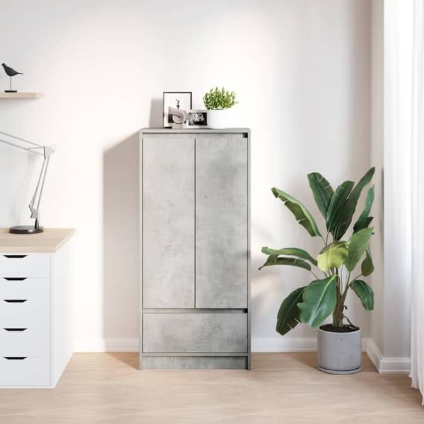 vidaXL skab med skuffe 55,5x34x119,5 cm konstrueret træ betongrå