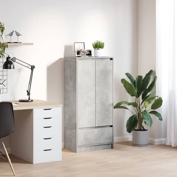 vidaXL skab med skuffe 55,5x34x119,5 cm konstrueret træ betongrå