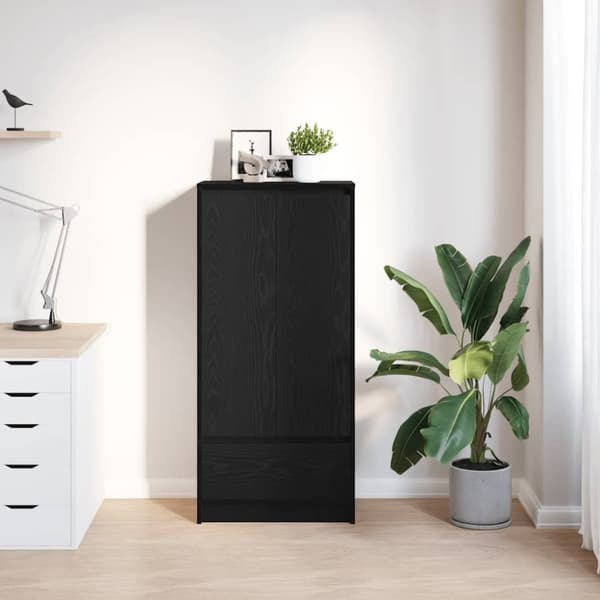 vidaXL skab med skuffe 55,5x34x119,5 cm konstrueret træ sort-eg