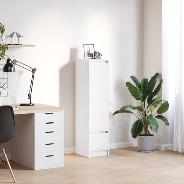 vidaXL højskab 29,5x34x119,5 cm konstrueret træ hvid