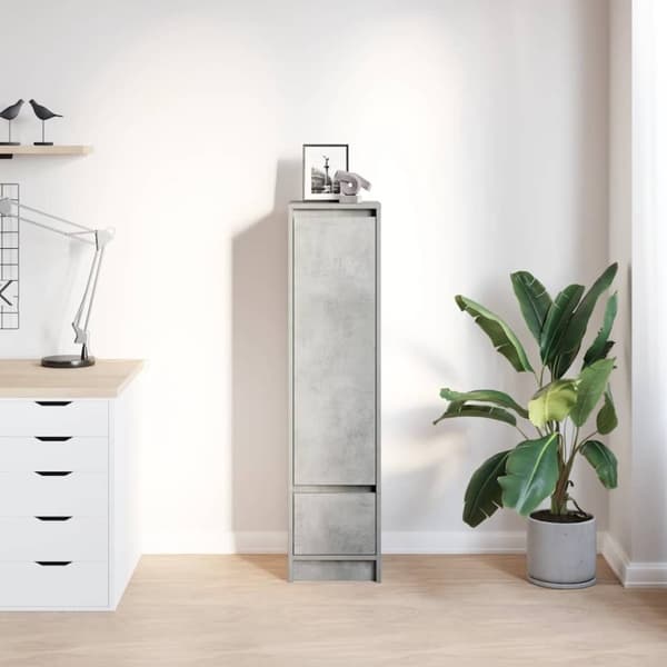 vidaXL Kaappi betoninharmaa 29,5x34x119,5 cm tekninen puu