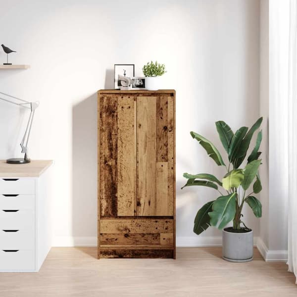 vidaXL skab med skuffe 55,5x34x119,5 cm konstrueret træ antikt træ