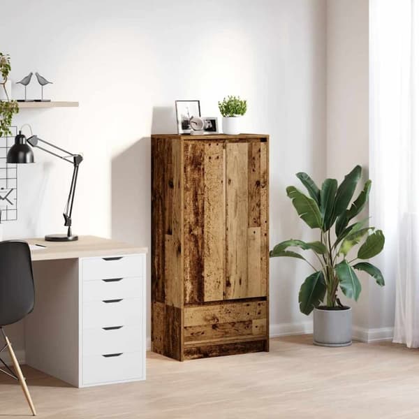 vidaXL skab med skuffe 55,5x34x119,5 cm konstrueret træ antikt træ