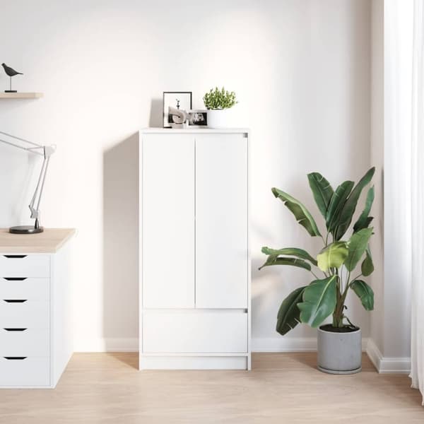 vidaXL Skap med skuff hvit 55,5x34x119,5 cm konstruert tre
