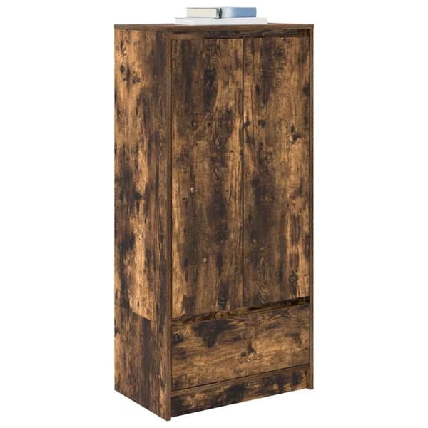 vidaXL Skap med skuff røkt eik 55,5x34x119,5 cm konstruert tre