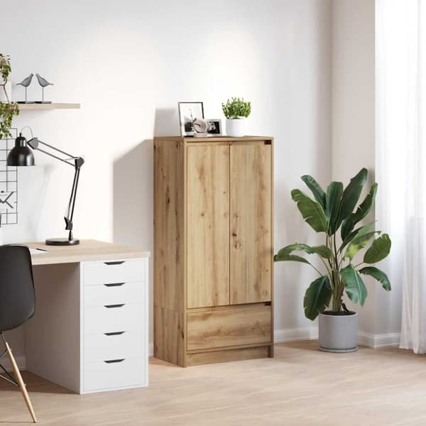 vidaXL Skap med skuff artisan eik 55,5x34x119,5 cm konstruert tre