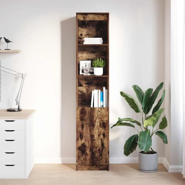 vidaXL højskab 37,5x35x180 cm konstrueret træ røget egetræsfarve