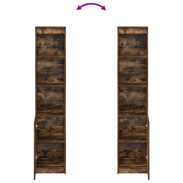 vidaXL højskab 37,5x35x180 cm konstrueret træ røget egetræsfarve