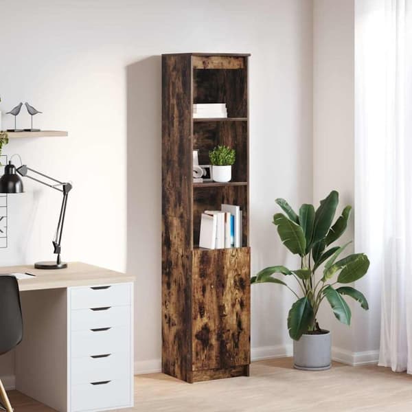 vidaXL højskab 37,5x35x180 cm konstrueret træ røget egetræsfarve