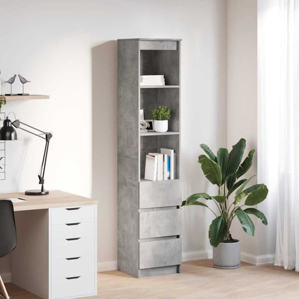 vidaXL højskab 37,5x35x180 cm konstrueret træ betongrå