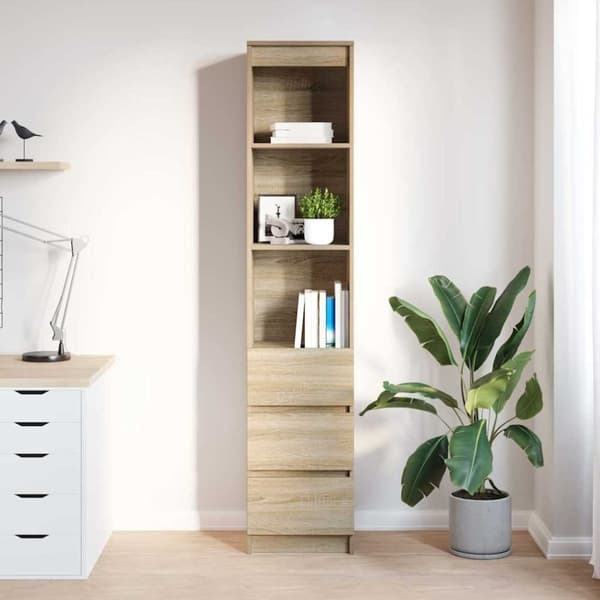 vidaXL Highboard Sonoma ek 37,5x35x180 cm konstruerat trä