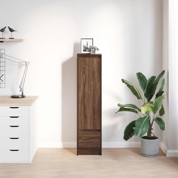 vidaXL Kaappi ruskea tammi 29,5x34x119,5 cm tekninen puu