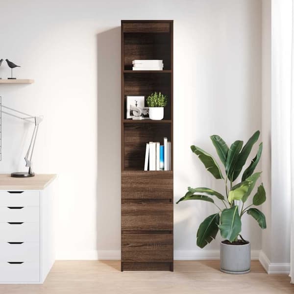 vidaXL højskab 37,5x35x180 cm konstrueret træ brun egetræsfarve