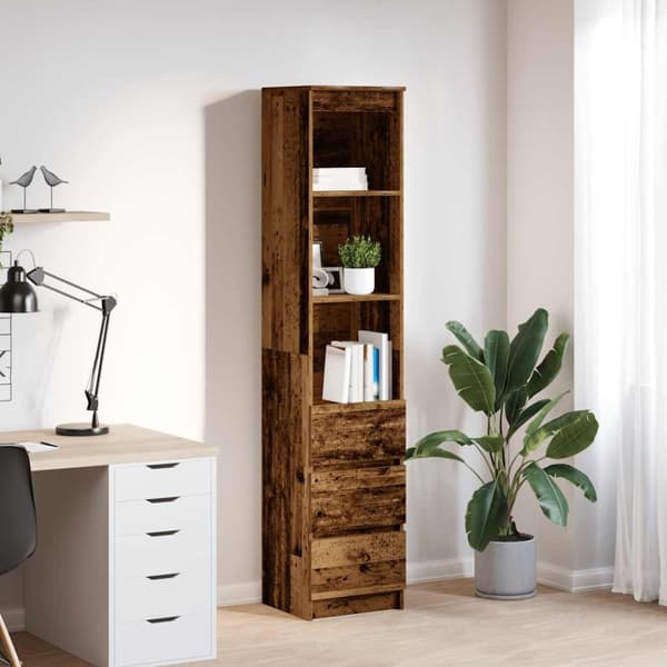 vidaXL Highboard gammelt tre 37,5x35x180 cm konstruert tre