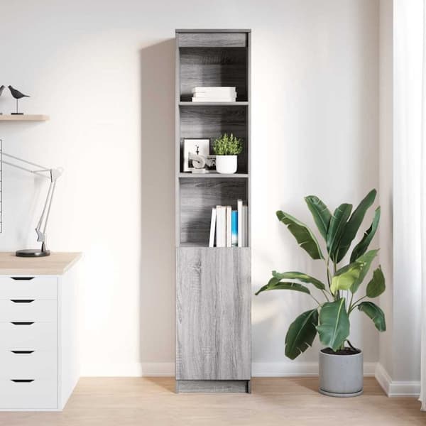 vidaXL højskab 37,5x35x180 cm konstrueret træ grå sonoma-eg