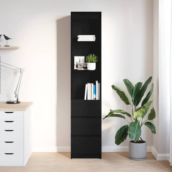 vidaXL højskab 37,5x35x180 cm konstrueret træ sort egetræsfarve