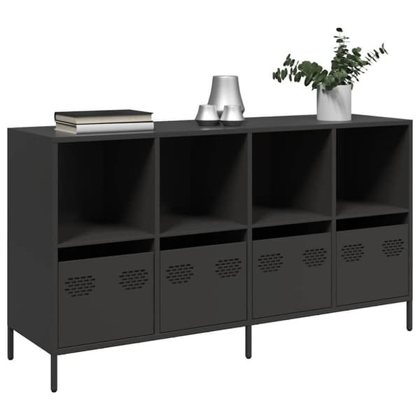 vidaXL skænk 135x39x73,5 cm koldvalset stål sort