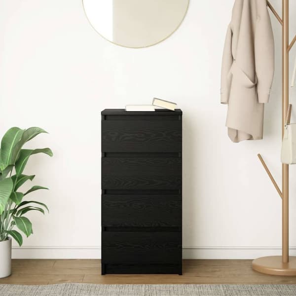 vidaXL skænk 37,5x35x76 cm konstrueret træ sort egetræsfarve