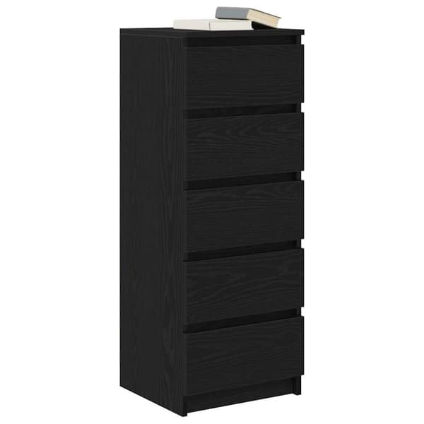 vidaXL Skänk med lådor svart ek 37,5x35x99 cm konstruerat trä