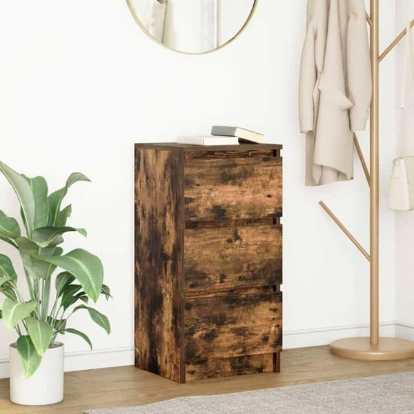 vidaXL Skjenk røkt eik 37,5x35x76 cm konstruert tre