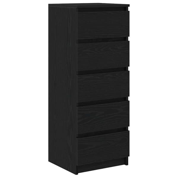vidaXL skænk med skuffer 37,5x35x99 cm konstrueret træ sort egetræ