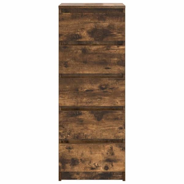 vidaXL skænk med skuffer 37,5x35x99 cm konstrueret træ røget egetræ