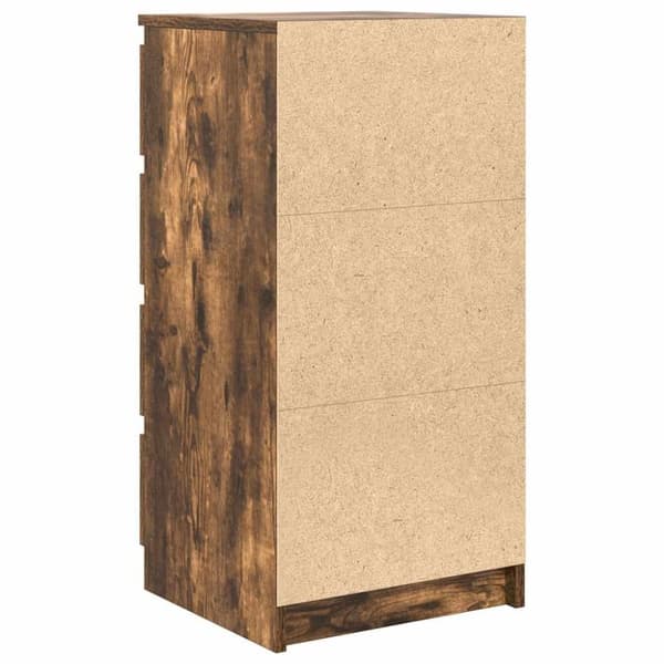 vidaXL skænk med skuffer 37,5x35x99 cm konstrueret træ røget egetræ