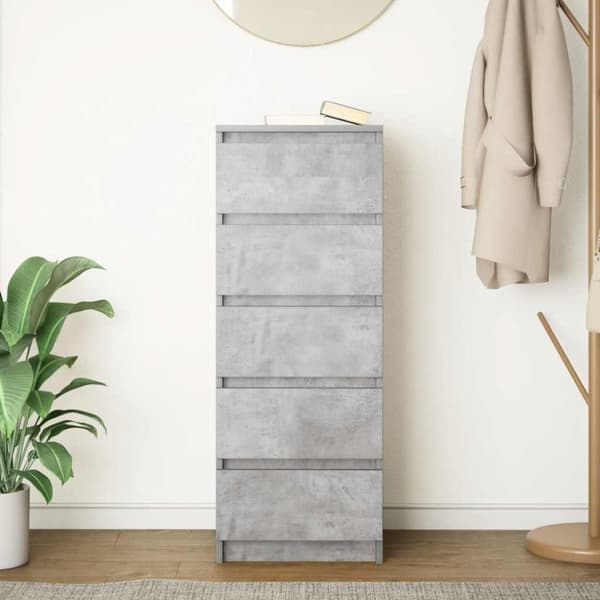 vidaXL skænk med skuffer 37,5x35x99 cm konstrueret træ betongrå
