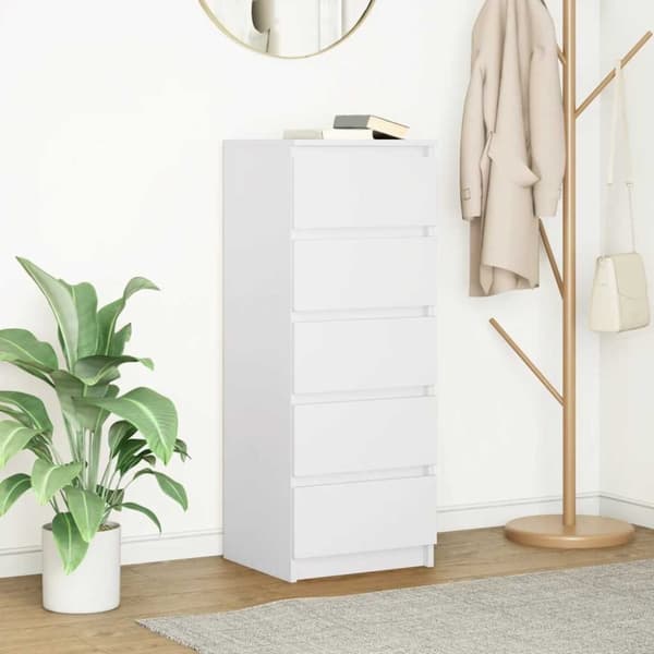 vidaXL Skänk med lådor vit 37,5x35x99 cm konstruerat trä