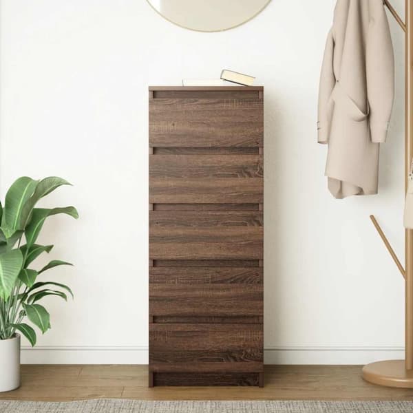 vidaXL Skjenk med skuffer brun eik 37,5x35x99 cm konstruert tre