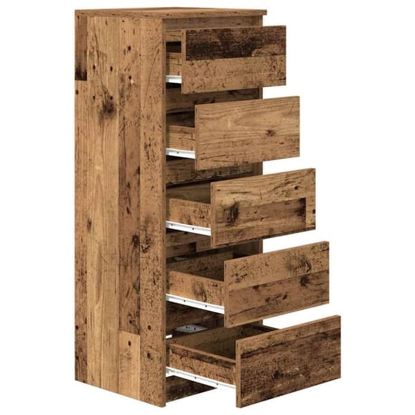 vidaXL Skänk med lådor gammalt trä 37,5x35x99 cm konstruerat trä