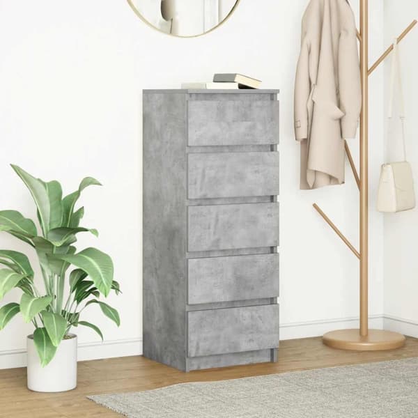 vidaXL Skjenk med skuffer betonggrå 37,5x35x99 cm konstruert tre