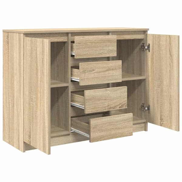 vidaXL Skjenk med skuffer sonoma eik 100,5x35x76 cm konstruert tre