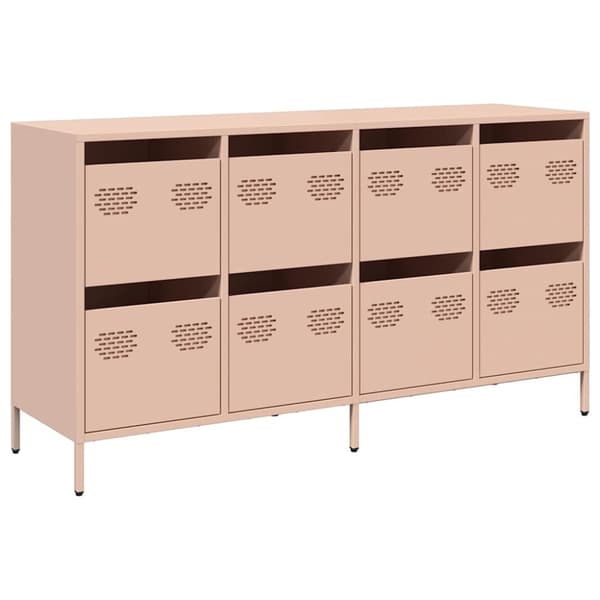 vidaXL skab 135x39x73,5 cm koldvalset stål lyserød