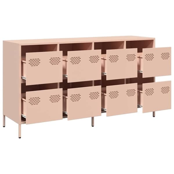 vidaXL skab 135x39x73,5 cm koldvalset stål lyserød