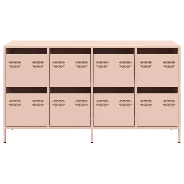 vidaXL skab 135x39x73,5 cm koldvalset stål lyserød