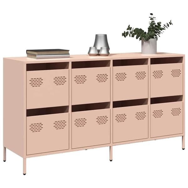 vidaXL skab 135x39x73,5 cm koldvalset stål lyserød
