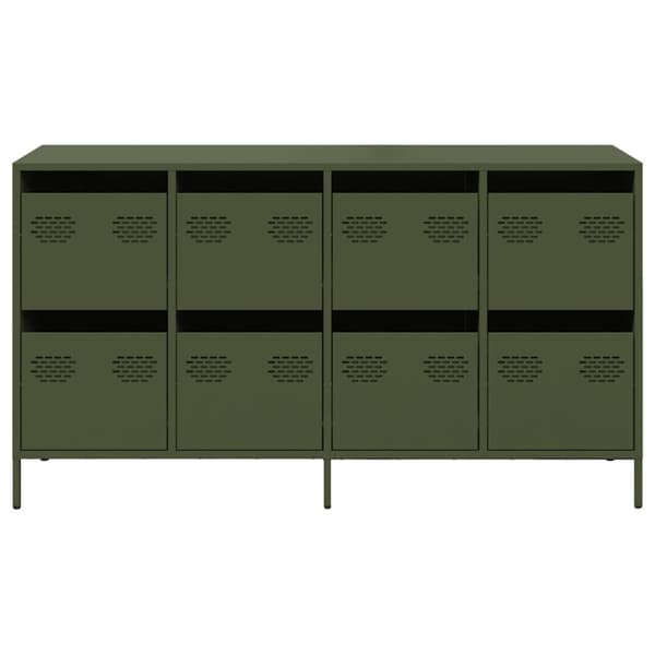 vidaXL skab 135x39x73,5 cm koldvalset stål olivengrøn