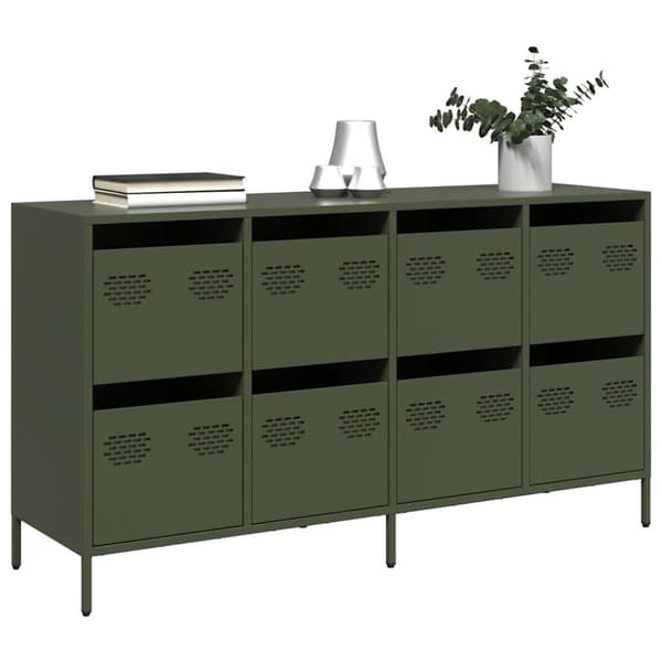 vidaXL skab 135x39x73,5 cm koldvalset stål olivengrøn