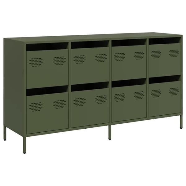 vidaXL skab 135x39x73,5 cm koldvalset stål olivengrøn