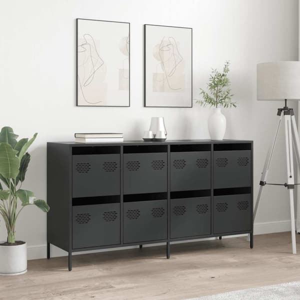 vidaXL skænk 135x39x73,5 cm koldvalset stål sort