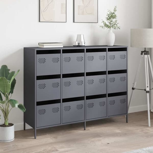 vidaXL skænk 135x39x103,5 cm koldvalset stål antracitgrå