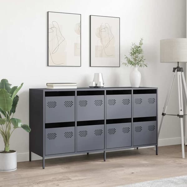 vidaXL Skjenk antrasitt 135x39x73,5 cm kaldvalset stål