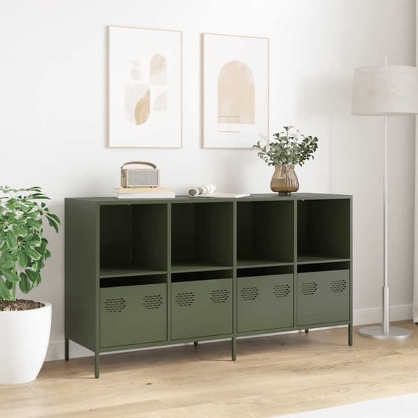 vidaXL senkki oliivinvihreä 135x39x73,5 cm kylmävalssattu teräs