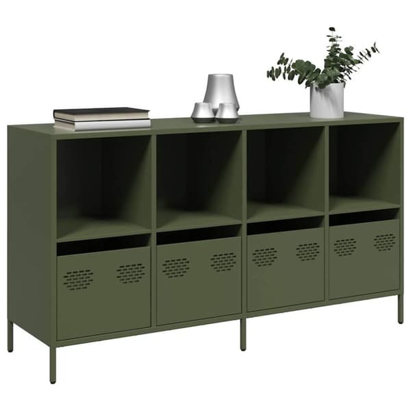 vidaXL Skjenk olivengrønn 135x39x73,5 cm kaldvalset stål