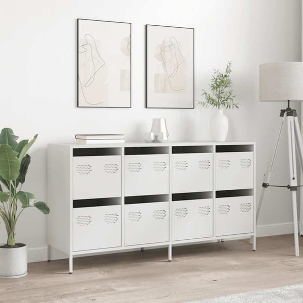 vidaXL Skänk vit 135x39x73,5 cm kallvalsat stål