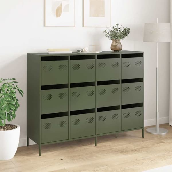 vidaXL senkki oliivinvihreä 135x39x103,5 cm kylmävalssattu teräs