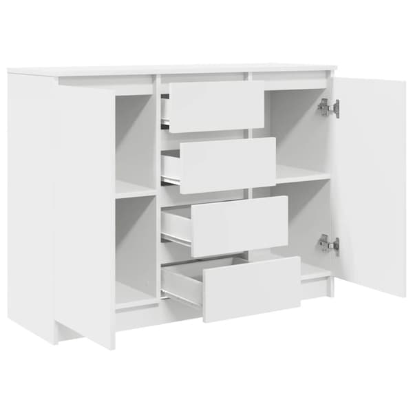 vidaXL Skjenk med skuffer hvit 100,5x35x76 cm konstruert tre